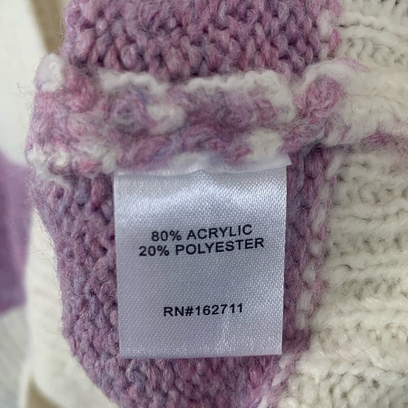 Wynter Oversized Striped Button Front Cardigan – Purple & White, Size L - Picture 7 of 8